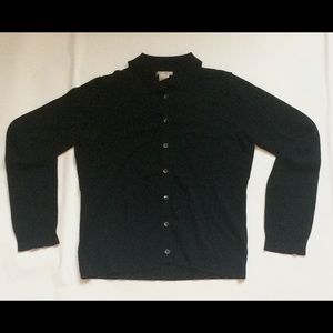 Black J. Crew Cardigan with Collar, Size Medium